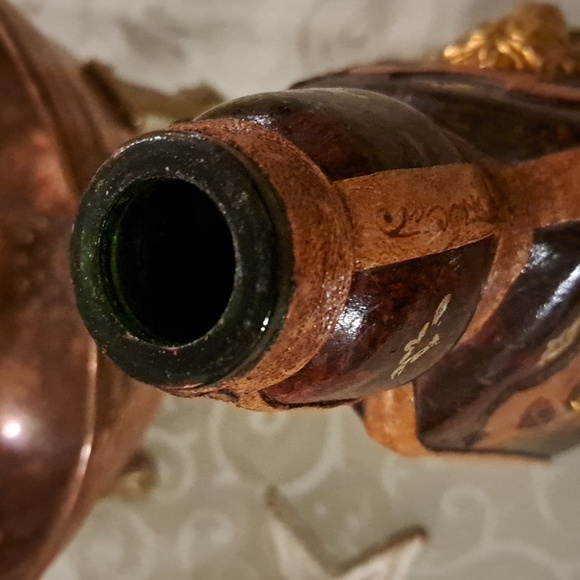 Vintage Mid Century Italian Leather Decanter Lion 🦁 Head Italy Barware - Picture 3 of 4